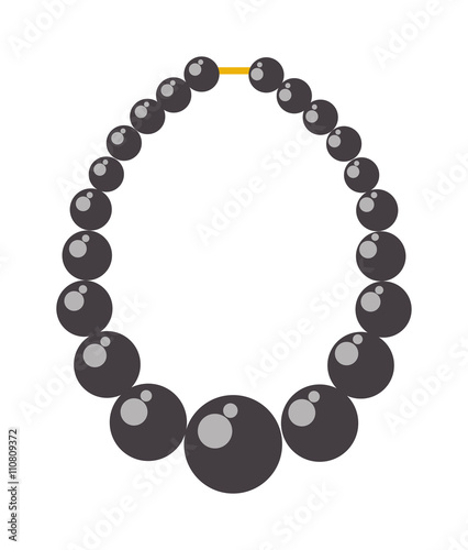 Black pearl necklace bead vector illustration.