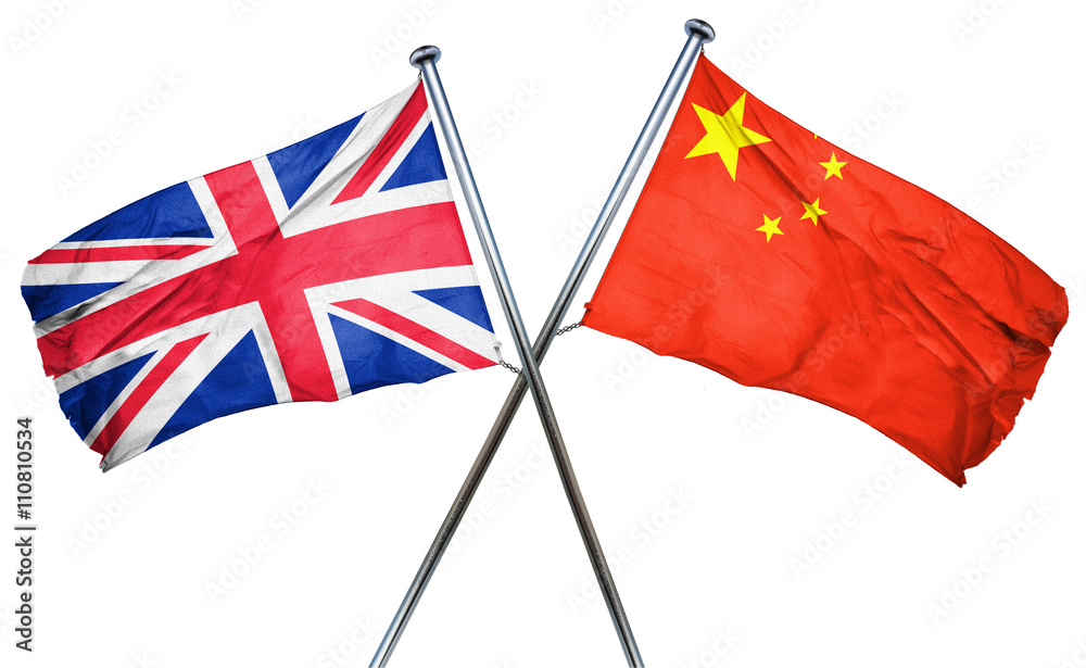 Great britain flag  combined with china flag