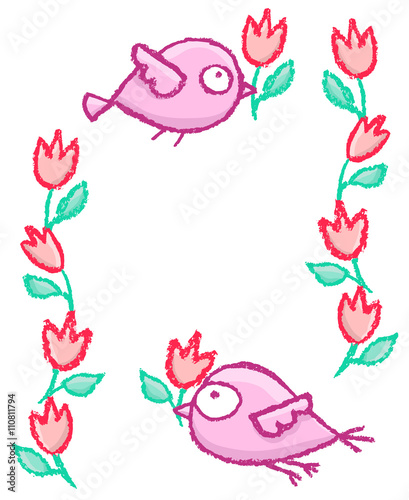 Cute little birds frame