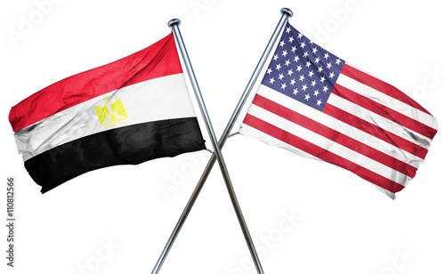 Egypt flag with american flag, isolated on white background photo