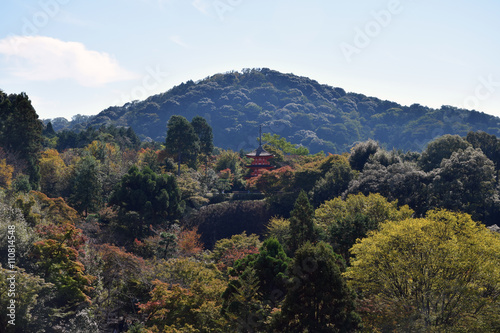 A pagoda at Kiyomizu Temple, Kyoto, Japan - Photo taken on November 5th, 2015 photo