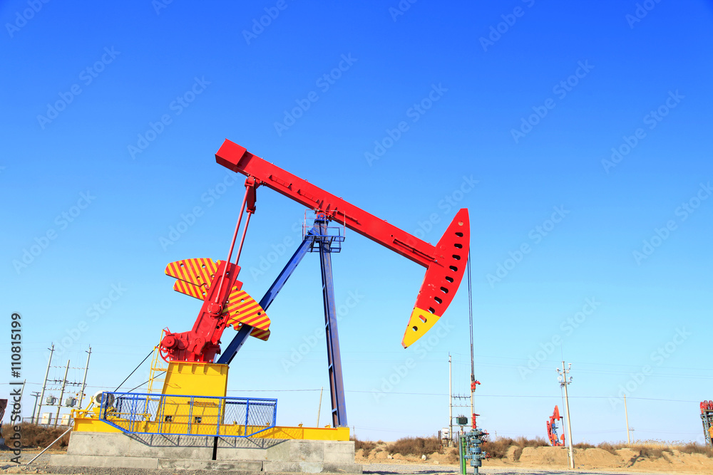 Oil field, oil pump in the work