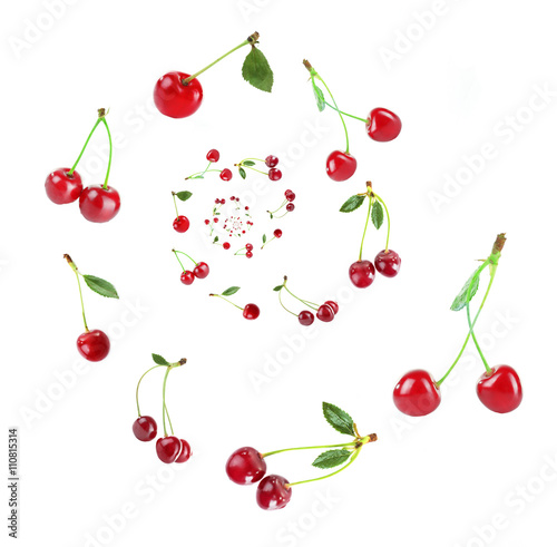 Cherries spiral isolated on white
