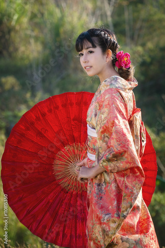 Girl in kimono Japanese Tradition dress 