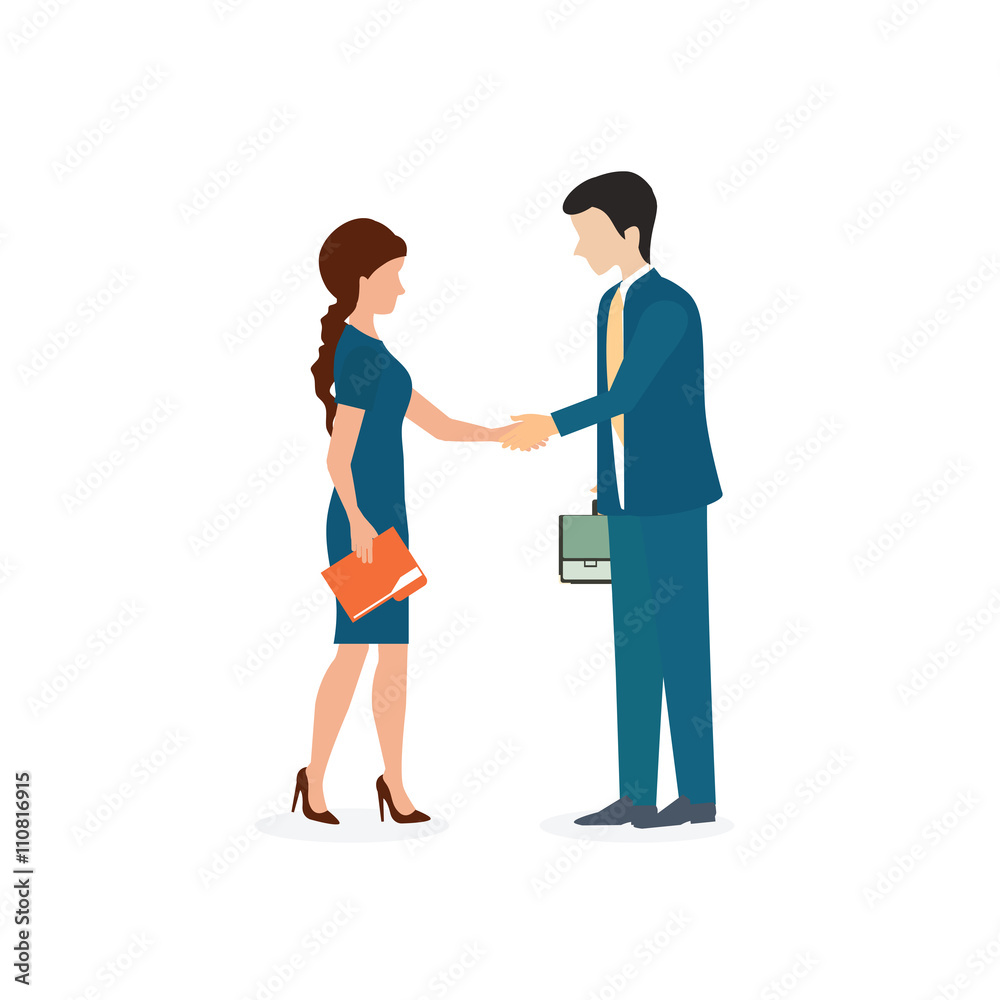 Business Man And Woman Shaking Hands.