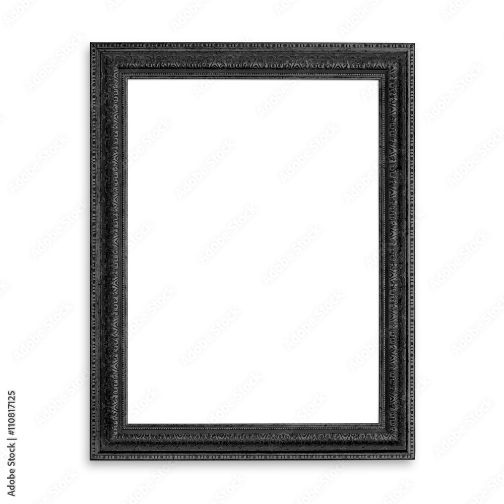 Old black blank picture frame isolated on white background. Old black blank picture frame isolated on white background.