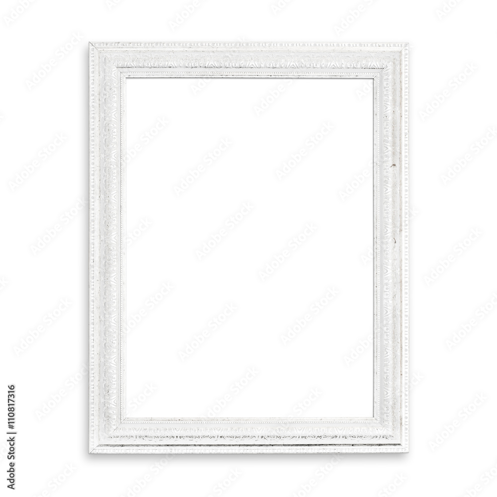 Old White blank picture frame isolated on white background. Old White blank picture frame isolated on white background.
