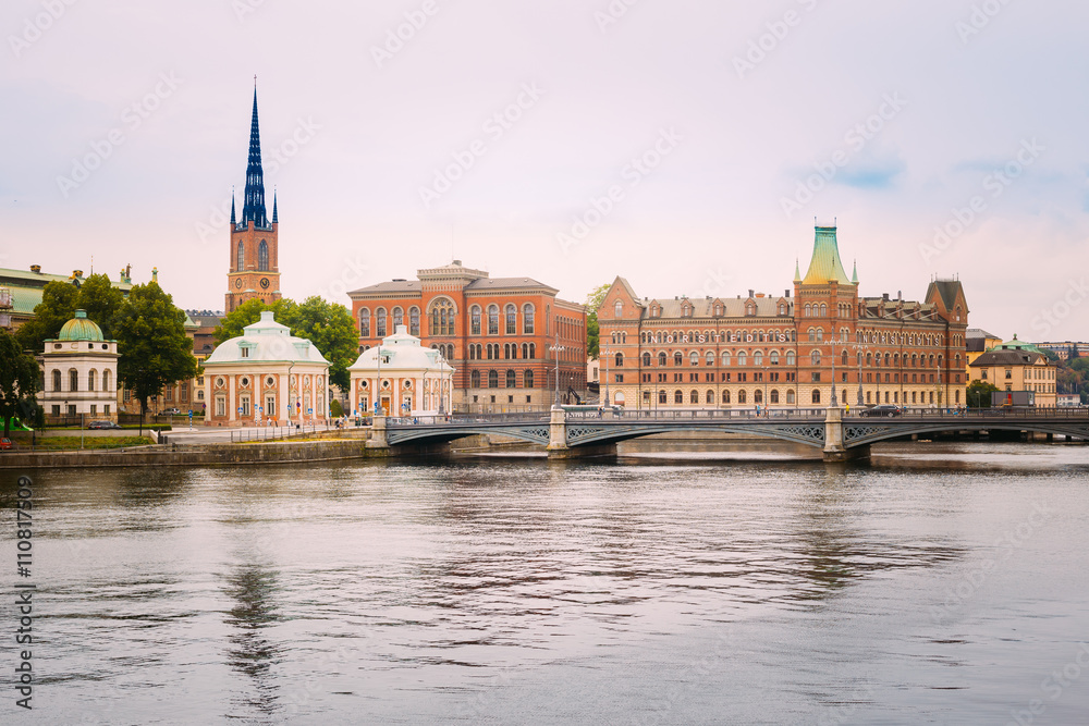Stockholm, Sweden. The Vasa Bridge To Gamla Stan Over Norrstrom,