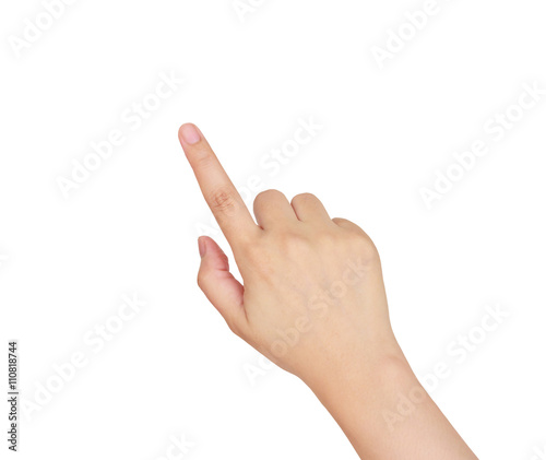 female hand touching, pointing to something