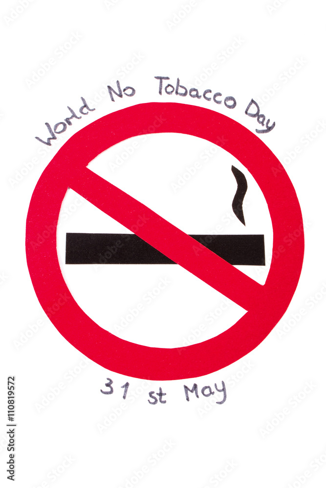 Red round no smoking sign, stop tobacco save your life Red round no smoking sign, stop tobacco save your life