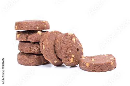 chocolate cookies isolated on white background