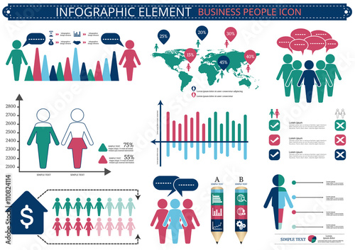 Collection of infographic people  elements for business.Vector