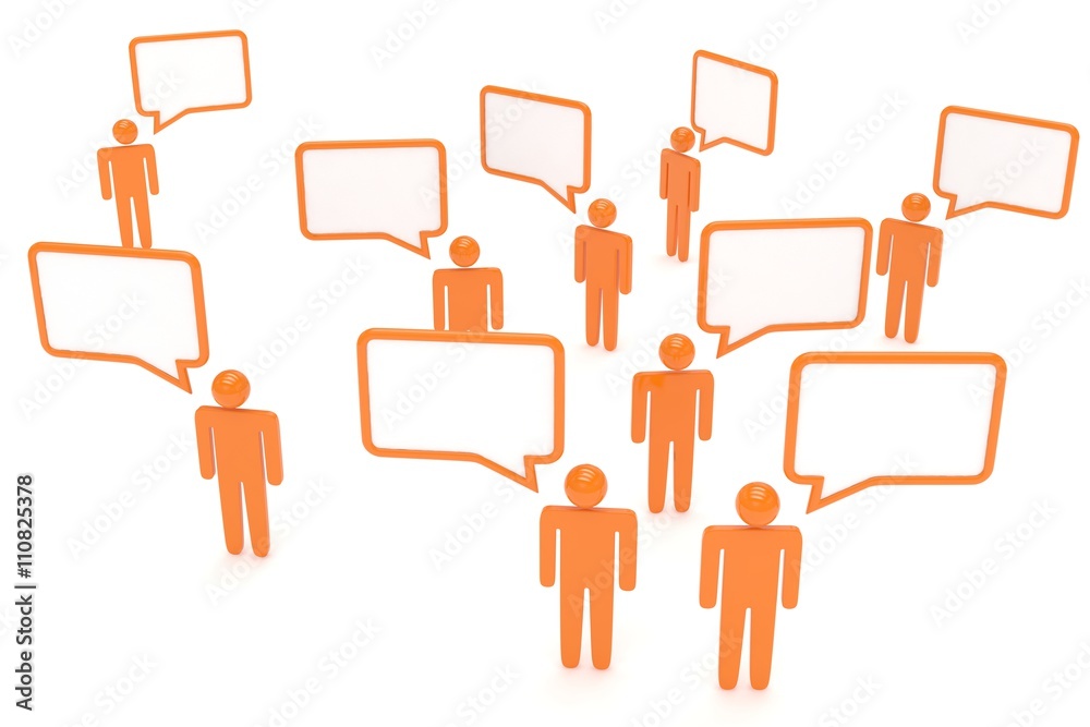 people with talk bubbles isolated over a white background. 3d rendering. people with talk bubbles isolated over a white background. 3d rendering.