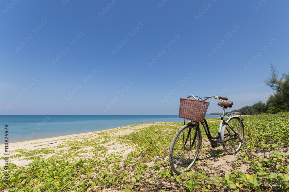 Fototapeta premium Bike park by the sea in the beautiful sky .