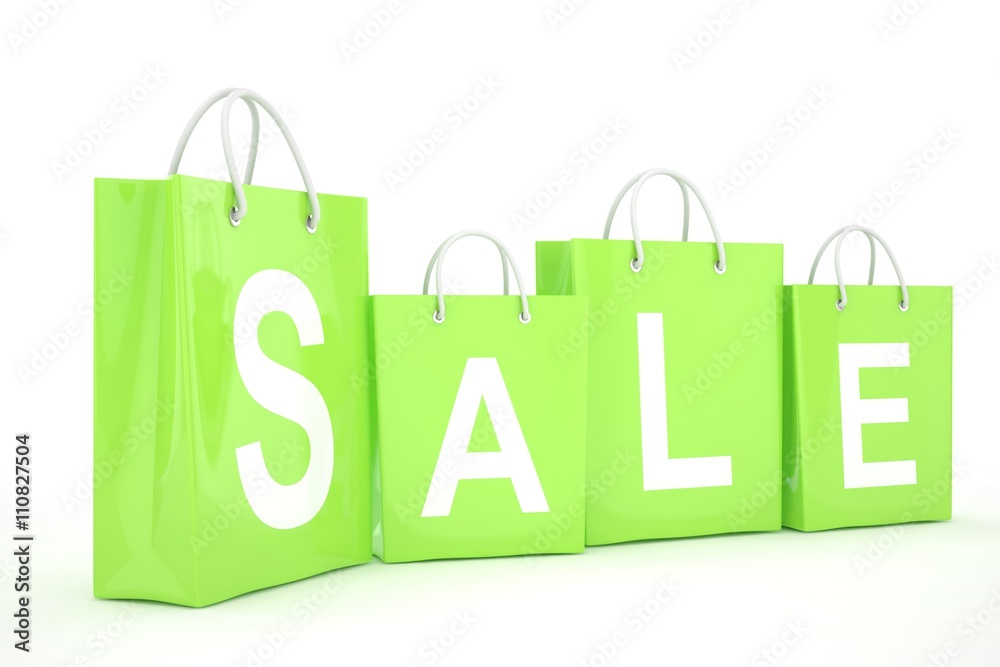 sale written on shopping bag. 3d rendering.