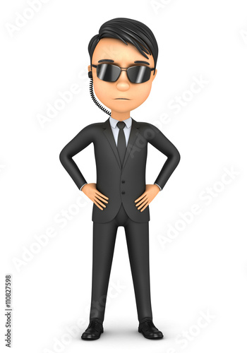 3d man guard on a white background
