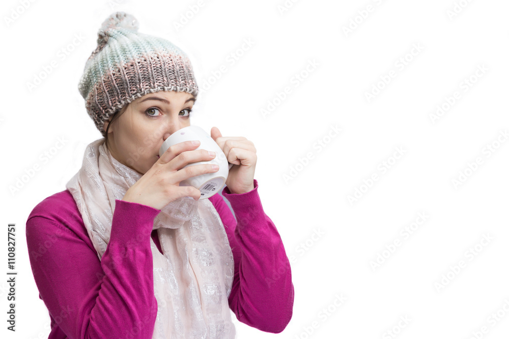 Pretty woman with mug