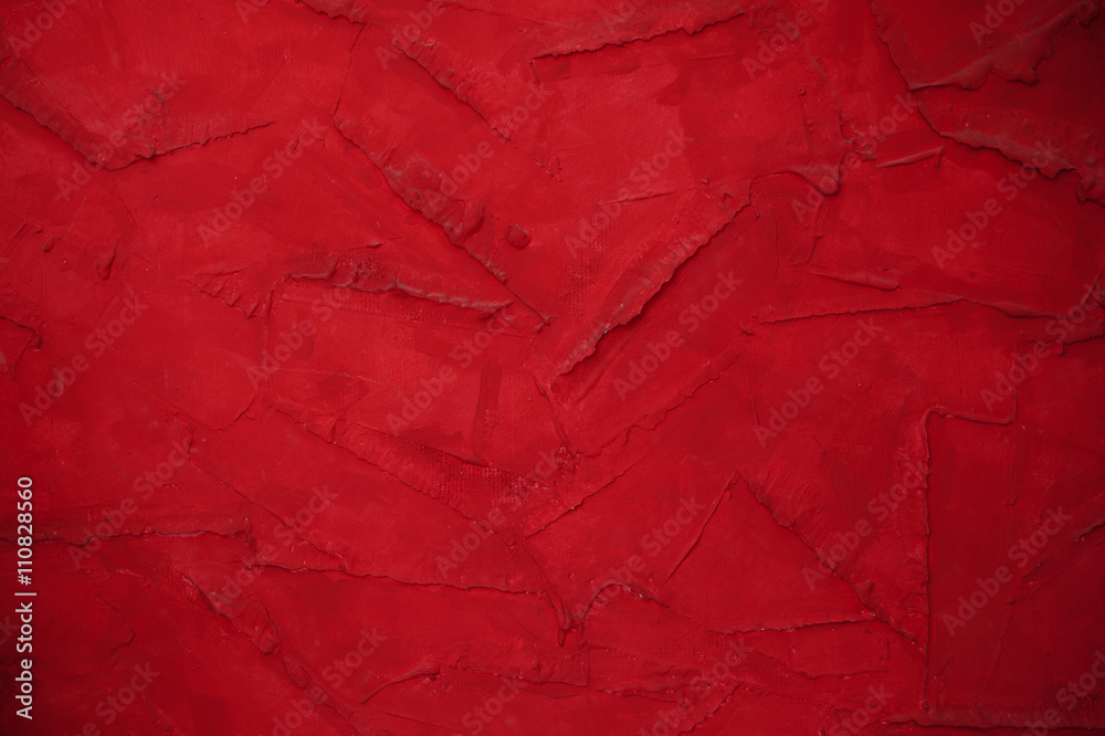 Fototapeta premium red wall background with decorative plaster place for text