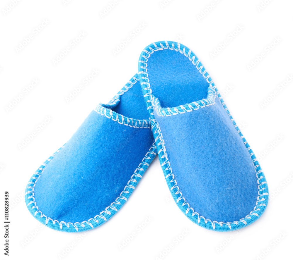 Pair of house slippers isolated over white background