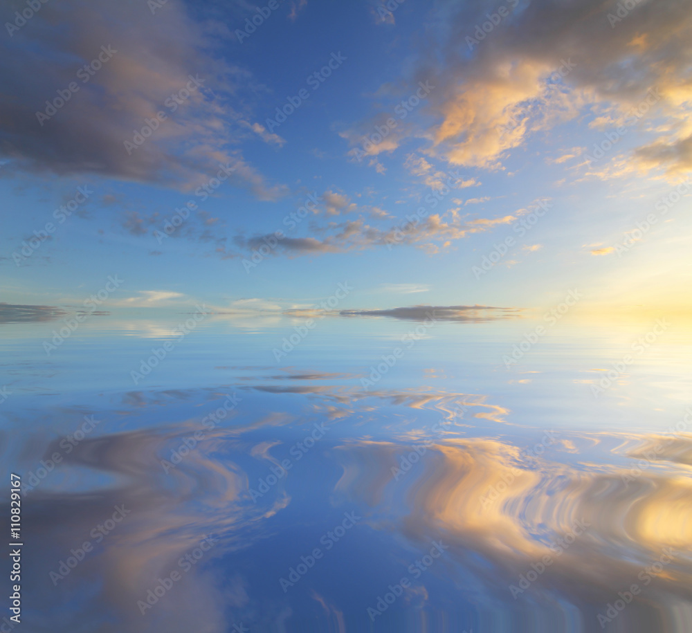 Background image from colorful sky and beautiful water reflection