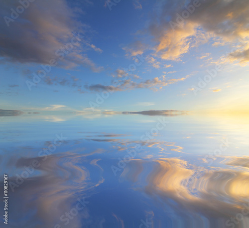 Background image from colorful sky and beautiful water reflection