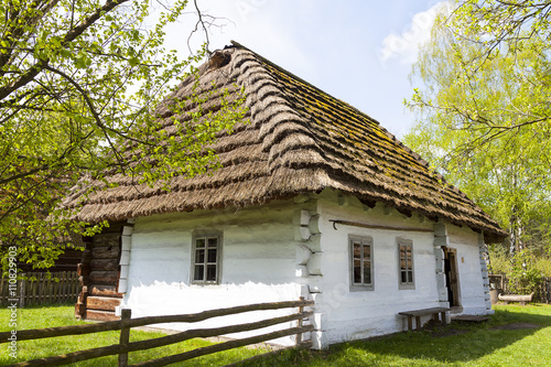 old wooden polish cottage in open-air museum, Kolbuszowa,Poland
