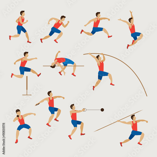 Sports Athletes, Track and Field, Men Set, Athletics, Games, Action, Exercise photo