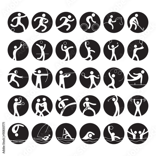 Sports Athletes, Symbol Icon Set, Athletic, Games, Action, Exercise
