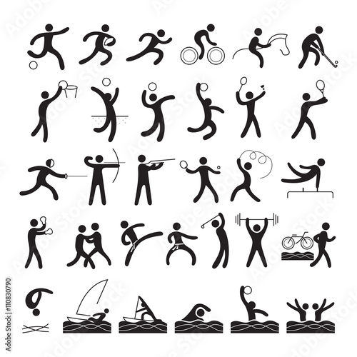 Sports Athletes, Symbol Set, Athletic, Games, Action, Exercise