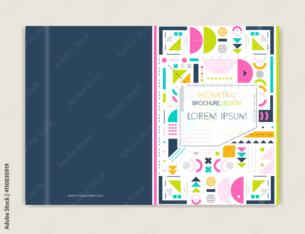 Cover design for Brochure leaflet flyer. Modern background line art. Abstract geometric colorful background.  A4 size. Vector EPS 10
