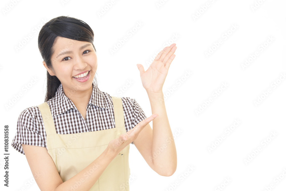 エプロンを着た女性 エプロンを着た女性