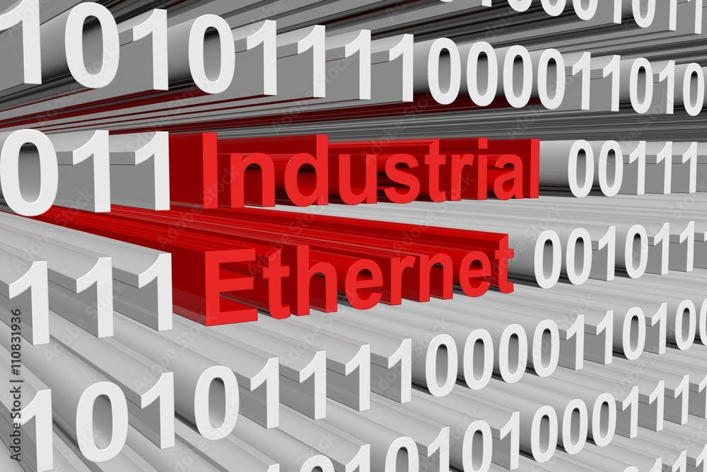 Industrial Ethernet in the form of binary code, 3D illustration