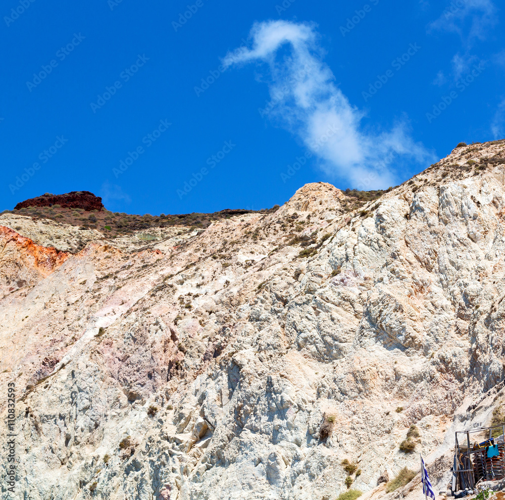 and dry bush rock alone in the sky santorini europe greece