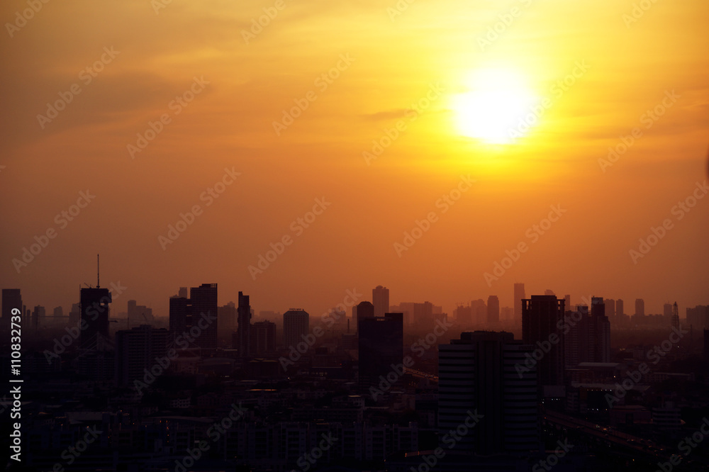 Sunrise at city of Bangkok, Thailand