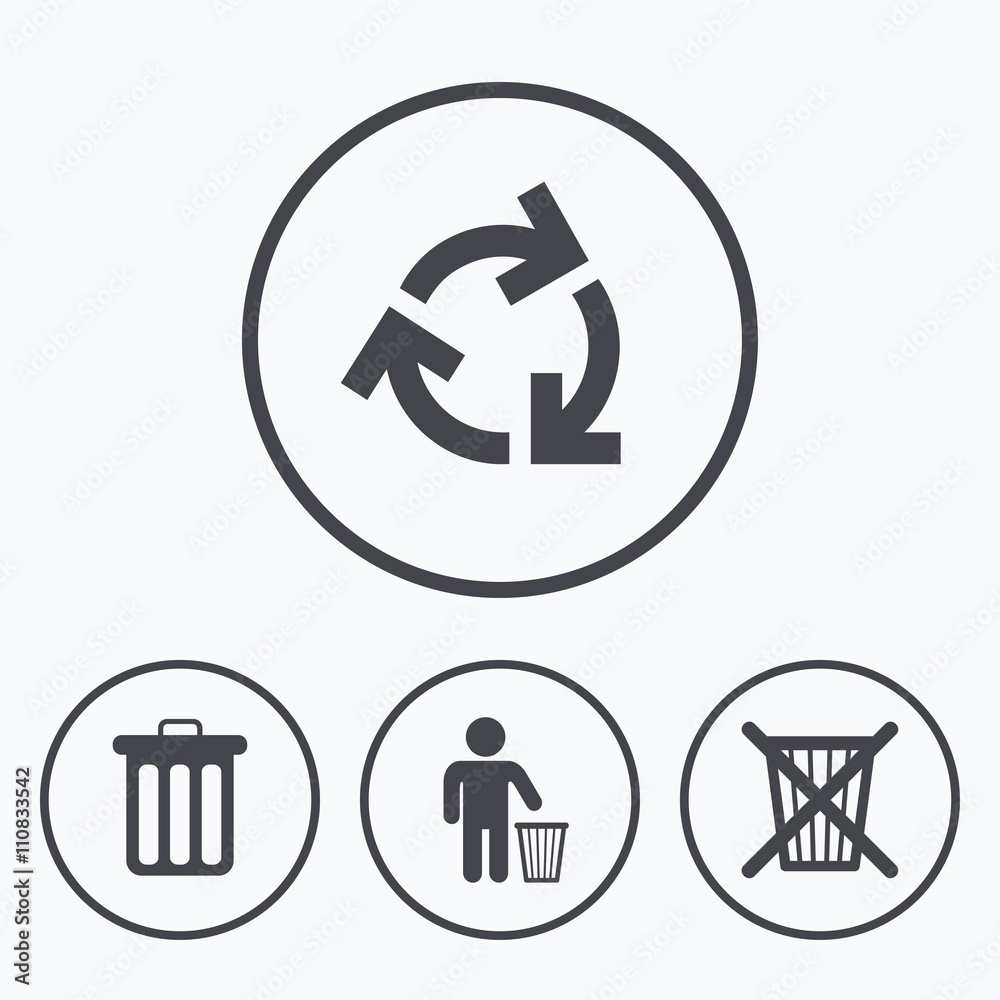 Recycle bin icons. Reuse or reduce symbol. Stock Vector Adobe Stock