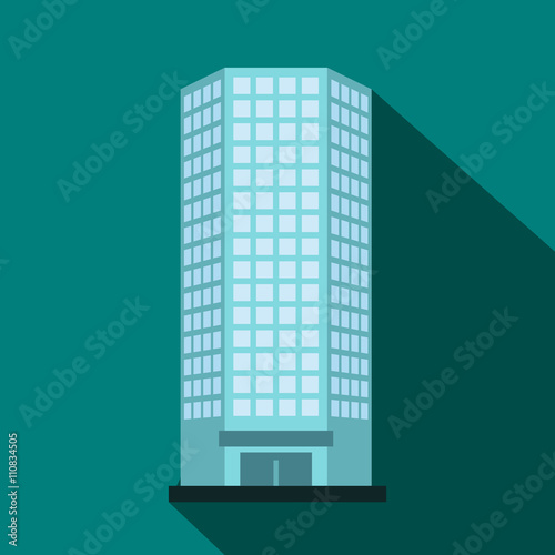 Modern office building icon, flat style