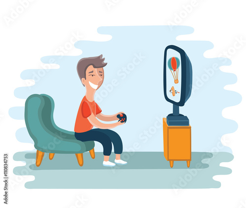 Boy addicted to playing video games