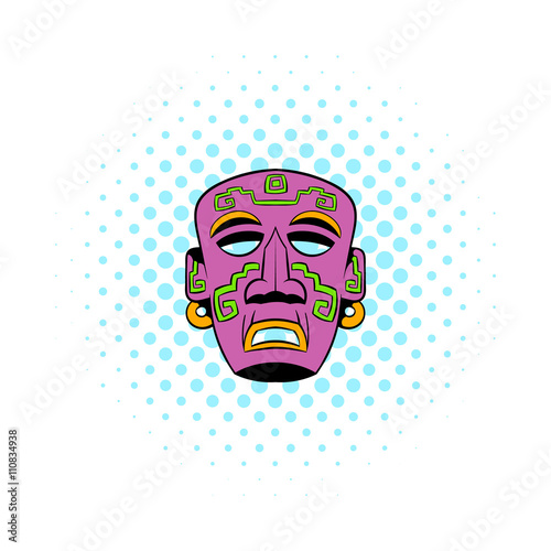 Tribal mask icon, comics style