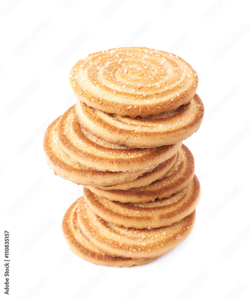 Twisted stack of cookies isolated over the white background Twisted stack of cookies isolated over the white background