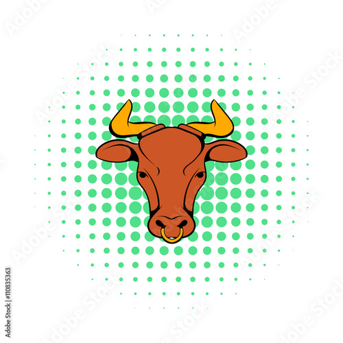 Head of Indian cow icon, comics style