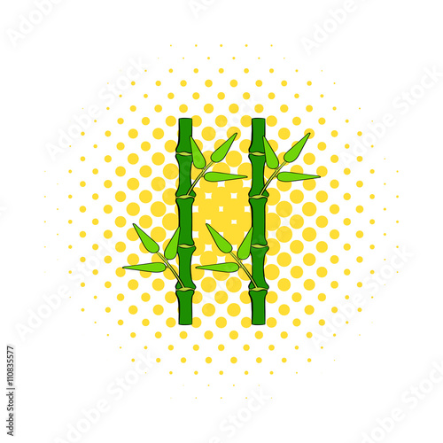 Green bamboo stem icon in comics style