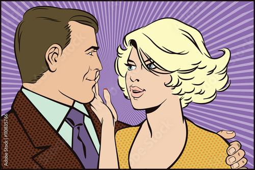 People in retro style pop art. Loving couple