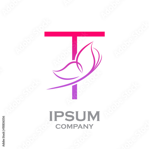 Abstract letter T logo,Butterfly, beauty and fashion logo photo