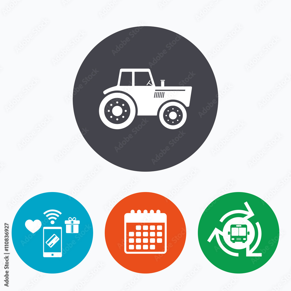 Tractor sign icon. Agricultural industry symbol. Tractor sign icon. Agricultural industry symbol.