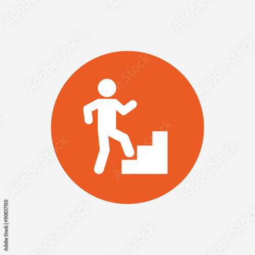 Upstairs icon. Human walking on ladder sign.