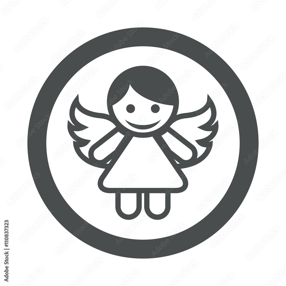 Icono plano angel en circulo color gris Icono plano angel en circulo color gris
