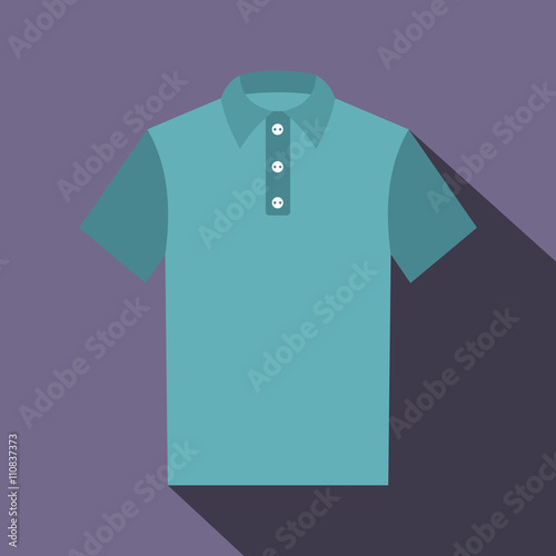 Blue polo shirt icon, flat style