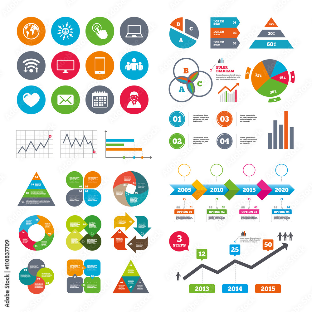 Web, mobile devices icons. Share, mail signs. Web, mobile devices icons. Share, mail signs.