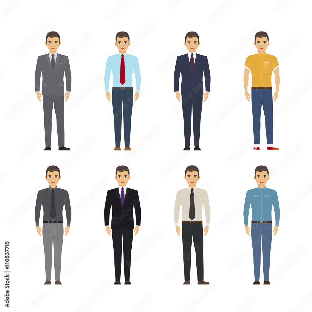 Male casual clothes. Young man in casual outfit vector illustration Male casual clothes. Young man in casual outfit vector illustration