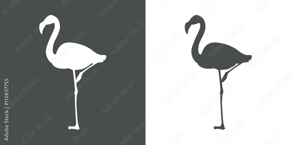 Fototapeta premium Icono plano flamingo con color gris